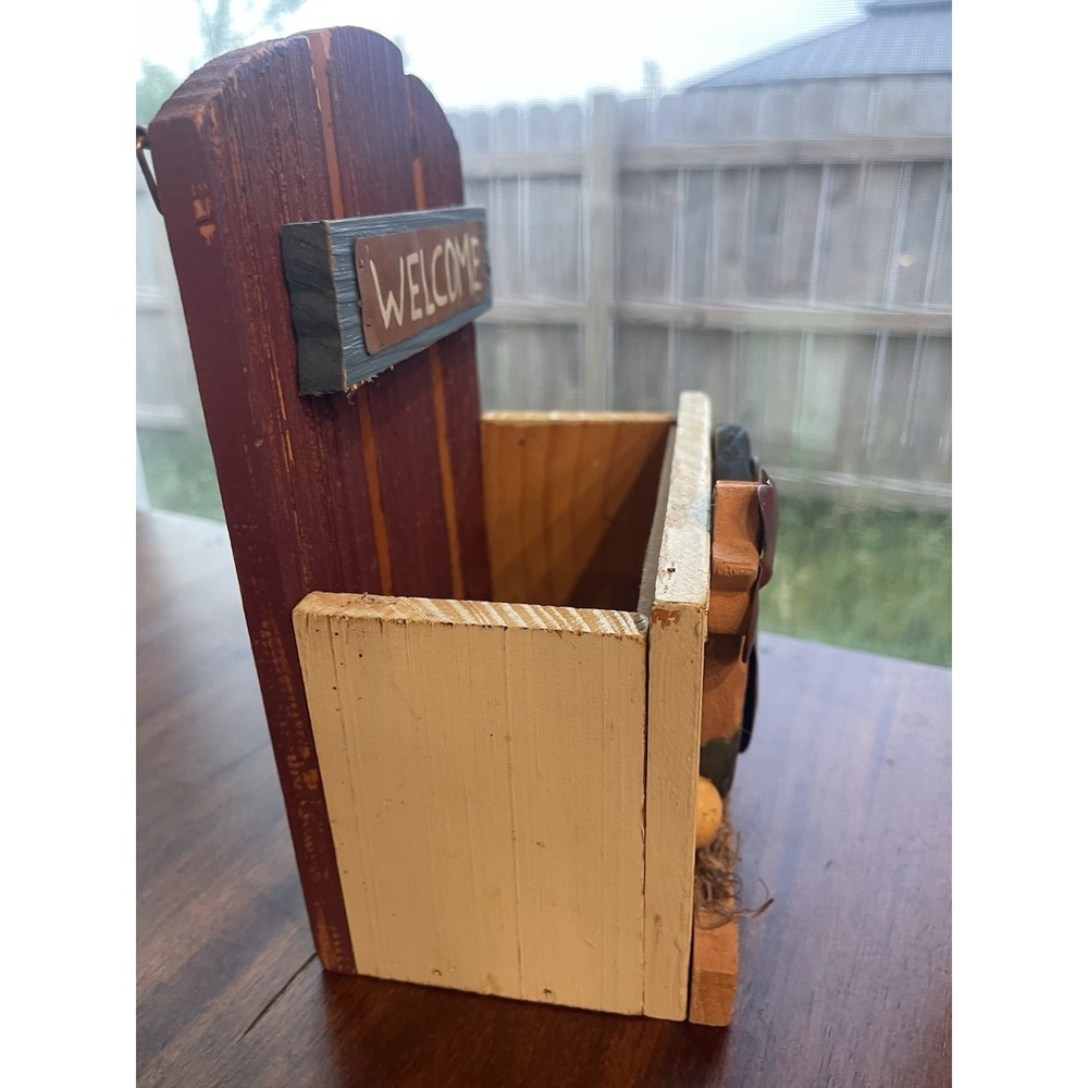 Rustic Wooden Rooster Mail Organizer Holder Farmhouse Wall Decor "Welcome" - Picture 4 of 5